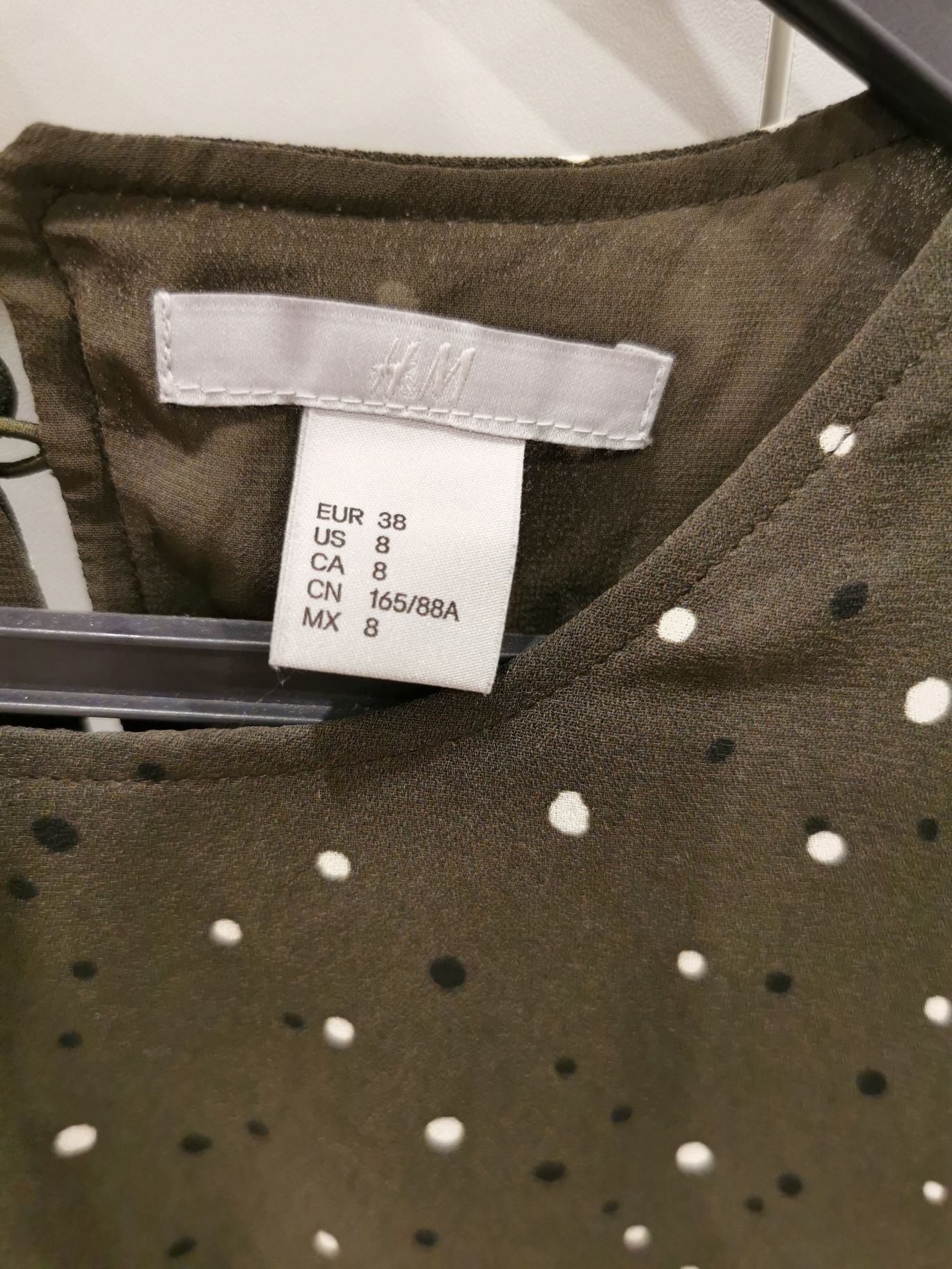 Sukienka zielona, khaki, H&M, w kropki, stan idealny