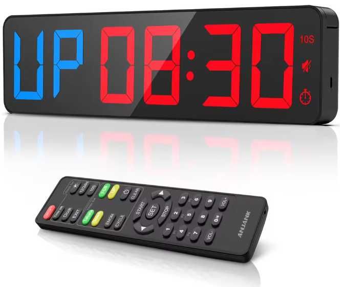 Gym Timer 15 cal duży zegar ścienny z wyświetlaczem LED i pilotem