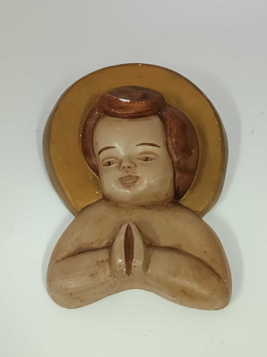 Imagem do Menino Jesus em Gesso pintado, ass/ Rebelo Cardoso