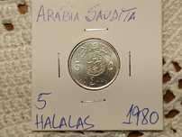 Arábia Saudita - moeda de 5 halalas de 1980 (plantas)
