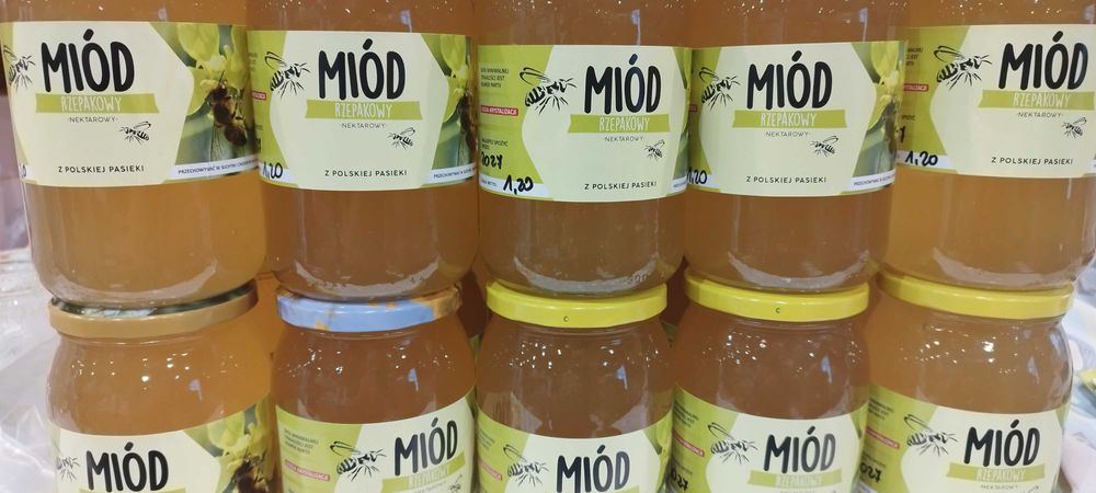Miód rzepakowy 0,9l 1.2kg tegoroczny,naturalny,z Polskiej pasieki.