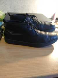 Ботинки черевики  мужские кожаные чёрные на тонком меху 42 размер
