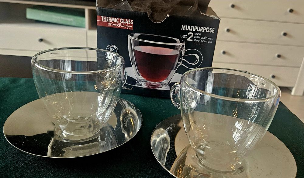 Filiżanki termiczne do cappuccino 2 szt + podstawki