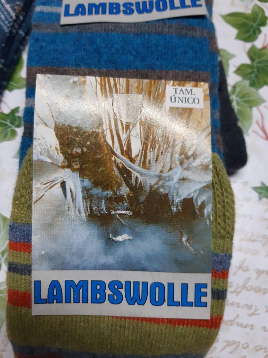 6 pares de meias em lã/lambswool
