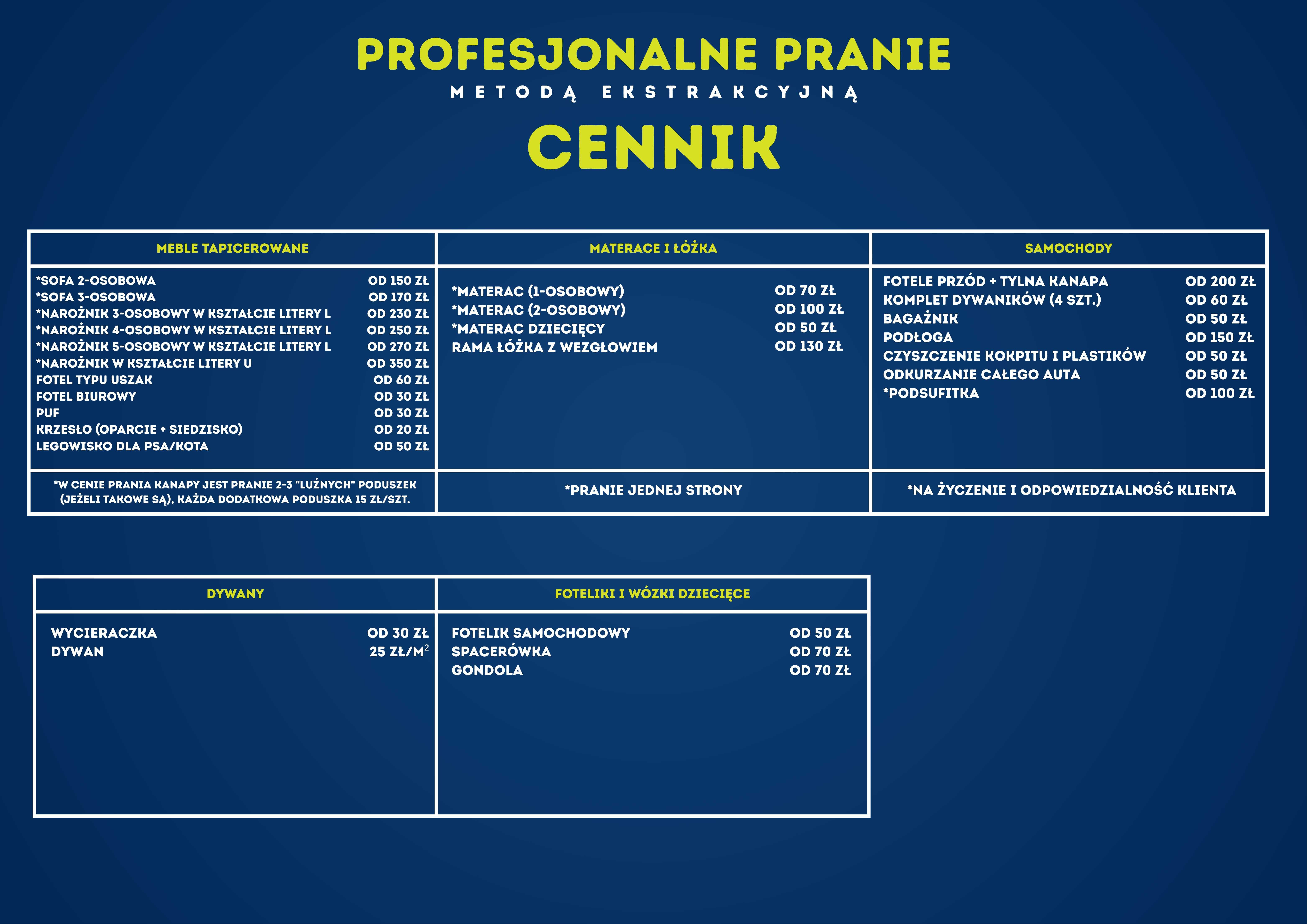 Profesjonalne pranie kanap, samochodów, foteli, materaców i dywanów