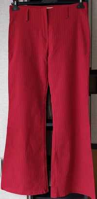 NOWE spodnie damskie czerwone prążki czarne R - 42 dzwony