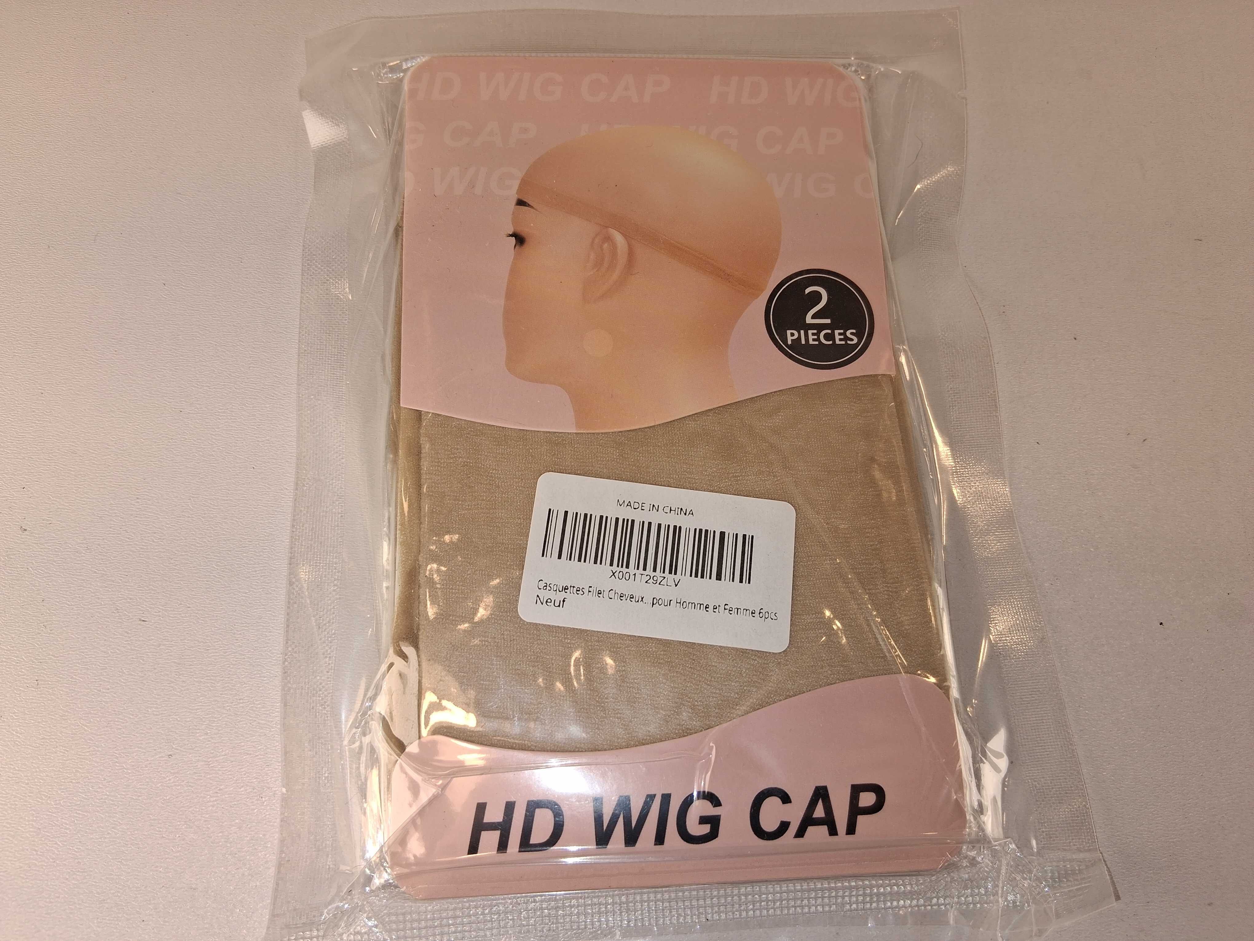 E037 Zestaw 2 Sztuki Peruka Czapka HD Wig Cap Ultra Stretch Beżowa