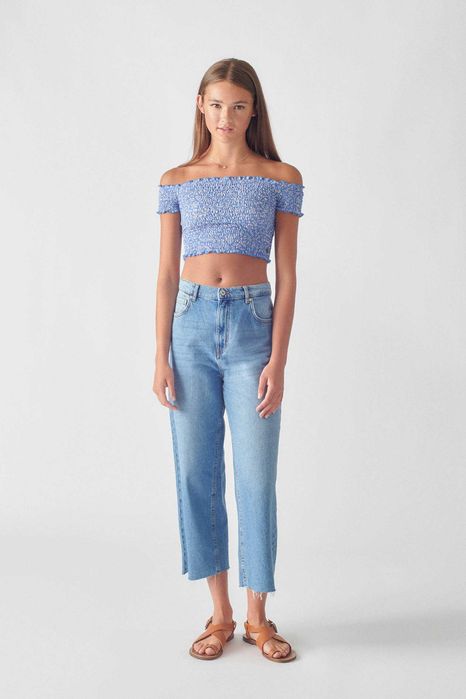 Top Sem Ombros Pull&Bear Azul