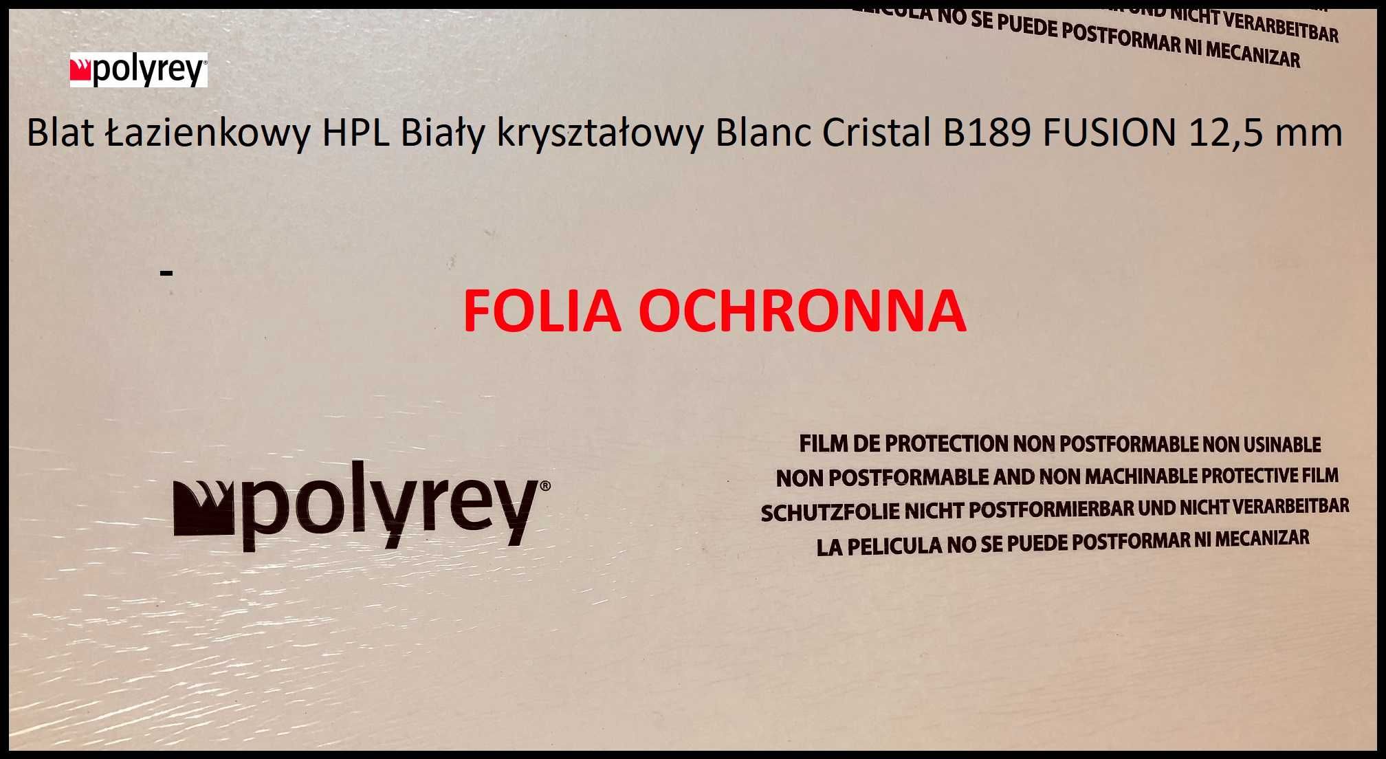 Blat 100 % wodoodporny Polyrey HPL Blanc Cristal B189 śnieżnobiały