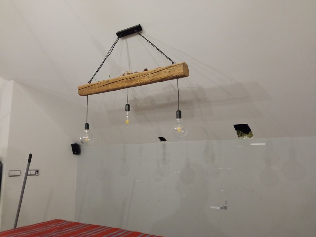 Lampa lampy ze starego drewna belka styl loft rustykalny handmade