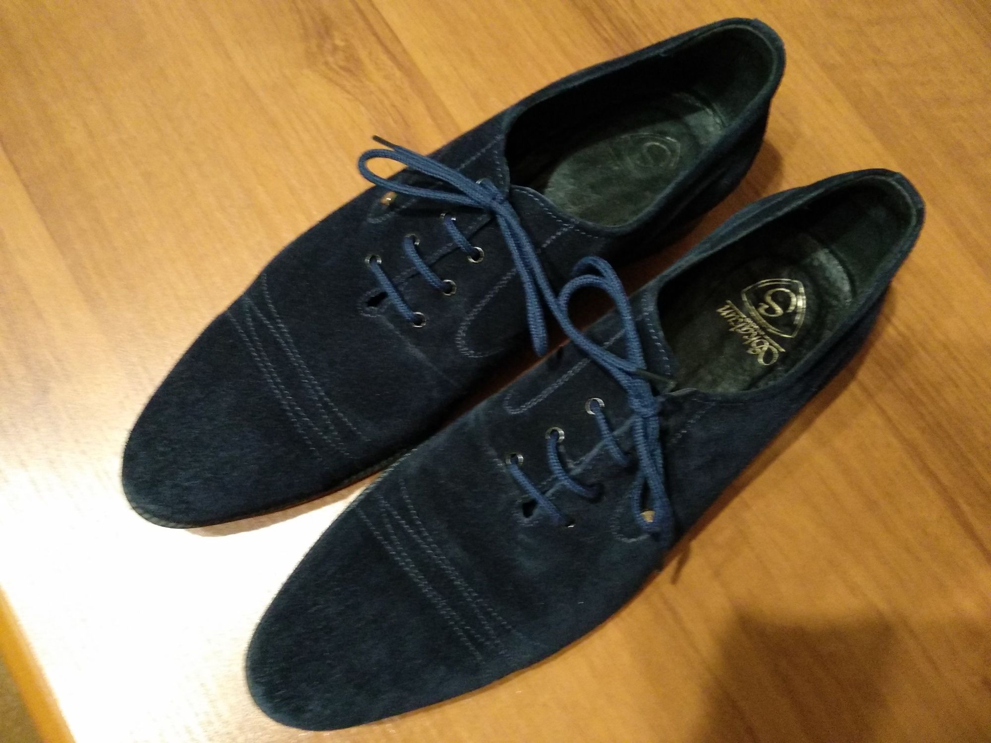Замшеві темно сині мешти, туфлі розмір 41