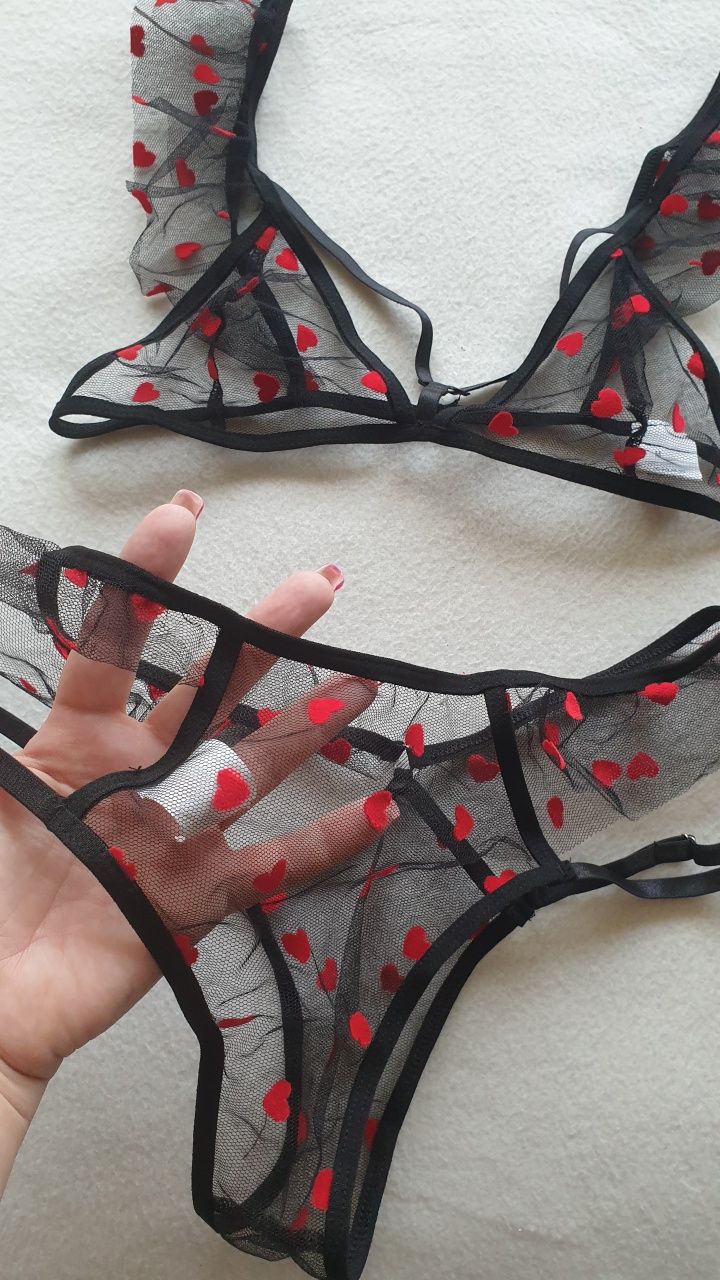 M 38 seksowny komplet bielizny strój kostium stanik stringi nowe