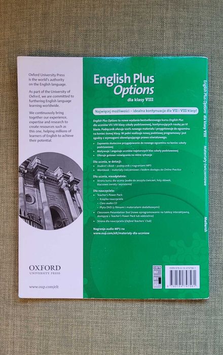 English Plus Options dla klasy VIII - workbook