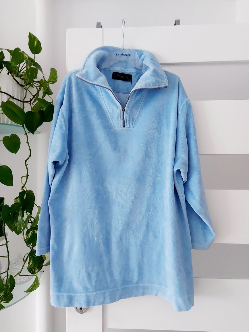 Bluza welur XXL z misia damska baby blue