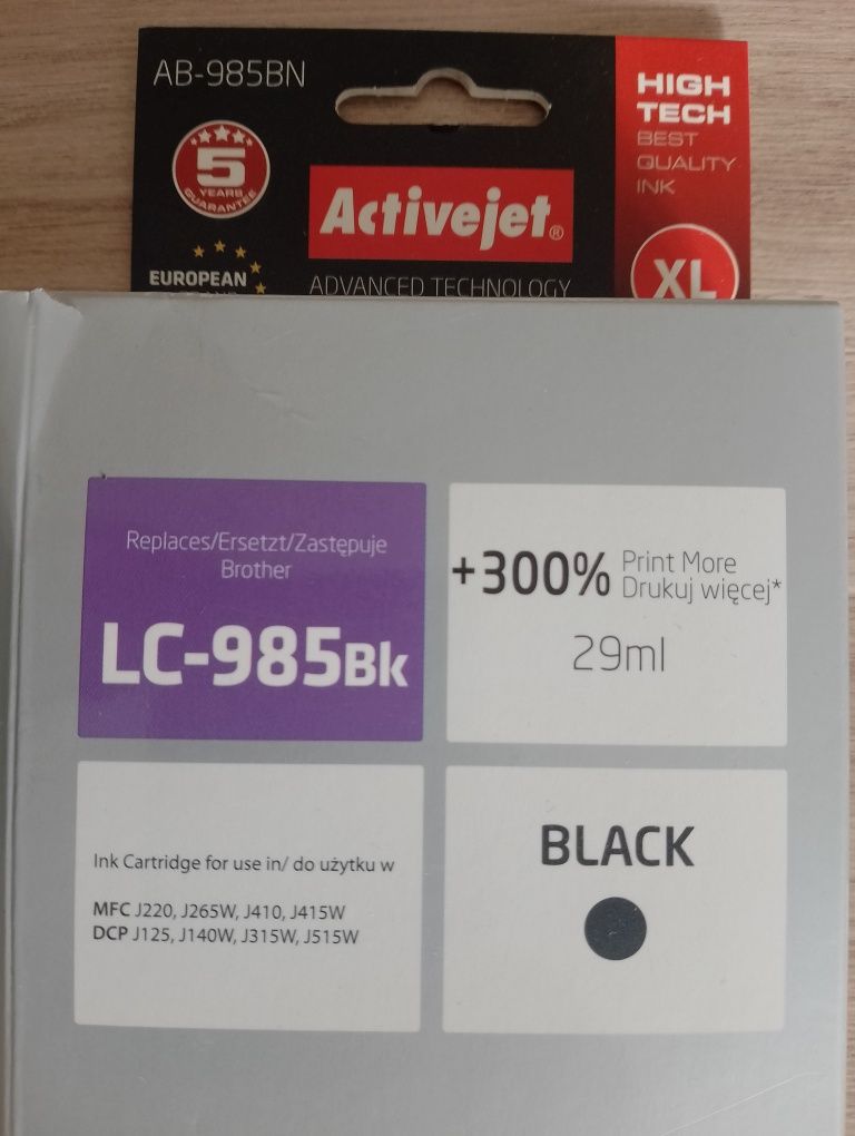 Nowy tusz do drukarki Brother LC-985c  Activ Jet  Black Cyan Yellow