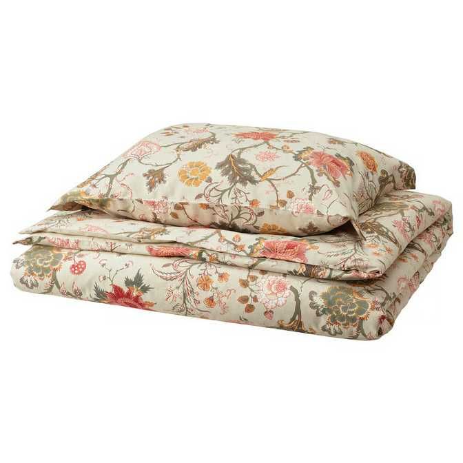 Nowa IKEA NASSELKLOCKA 150x200 Kwiaty Pościel Komplet Pościeli SATYNA
