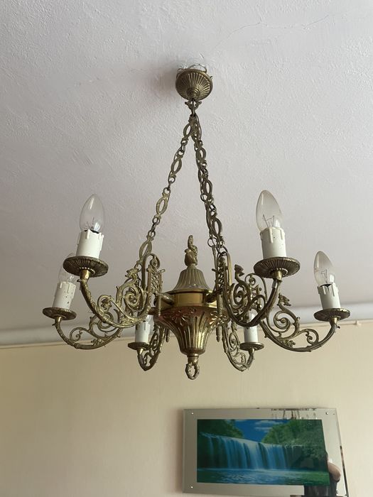 Żyrandol 6 ramion mosiądz