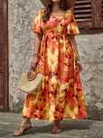 Sukienka Maxi Letnia Boho W Kwiaty Kwadratowy Dekolt Shein Xxl 44
