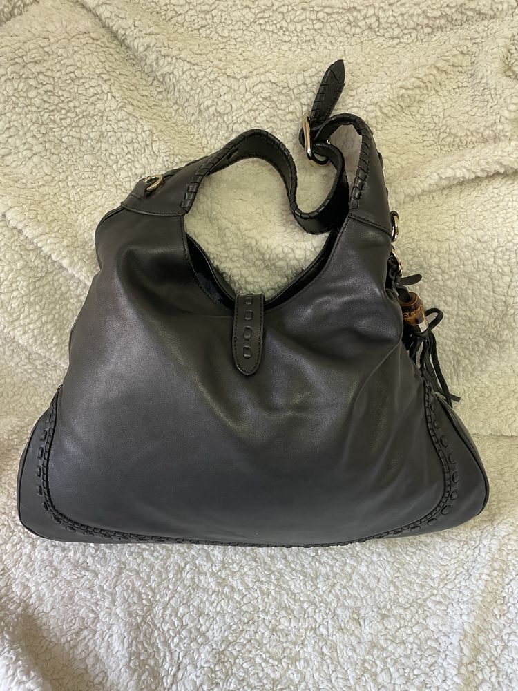 Torebka Gucci (Gucci Black Leather New Jackie Bamboo Hobo)