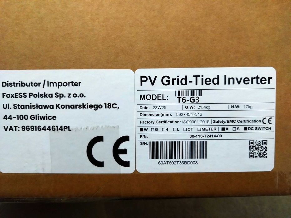 Fox T6-G3 falownik do paneli fotowoltaicznych