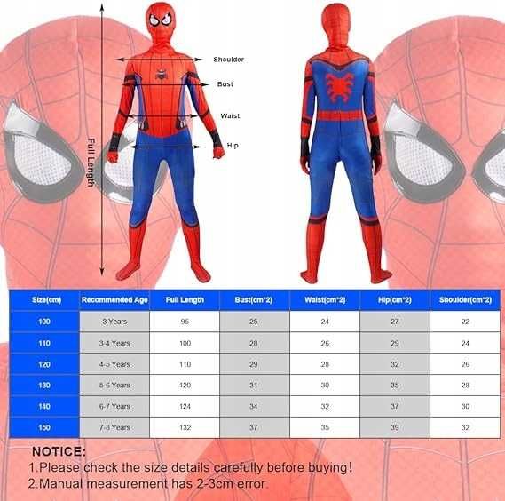 Strój Kostium SPIDERMAN PAJĄK Na Bal Karnawał 116 / 122 CM A2