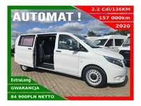 Mercedes-Benz vito ExtraLong *84900zł Netto*Brygadówka 6 osób 2.2 Cdi/136KM  Klimatyzacja, Webasto, Tempomat, Czujniki, Kamera,Grzane siedzenie Hak