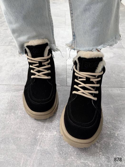 Черевики жіночі натуральна замша хутро чорні