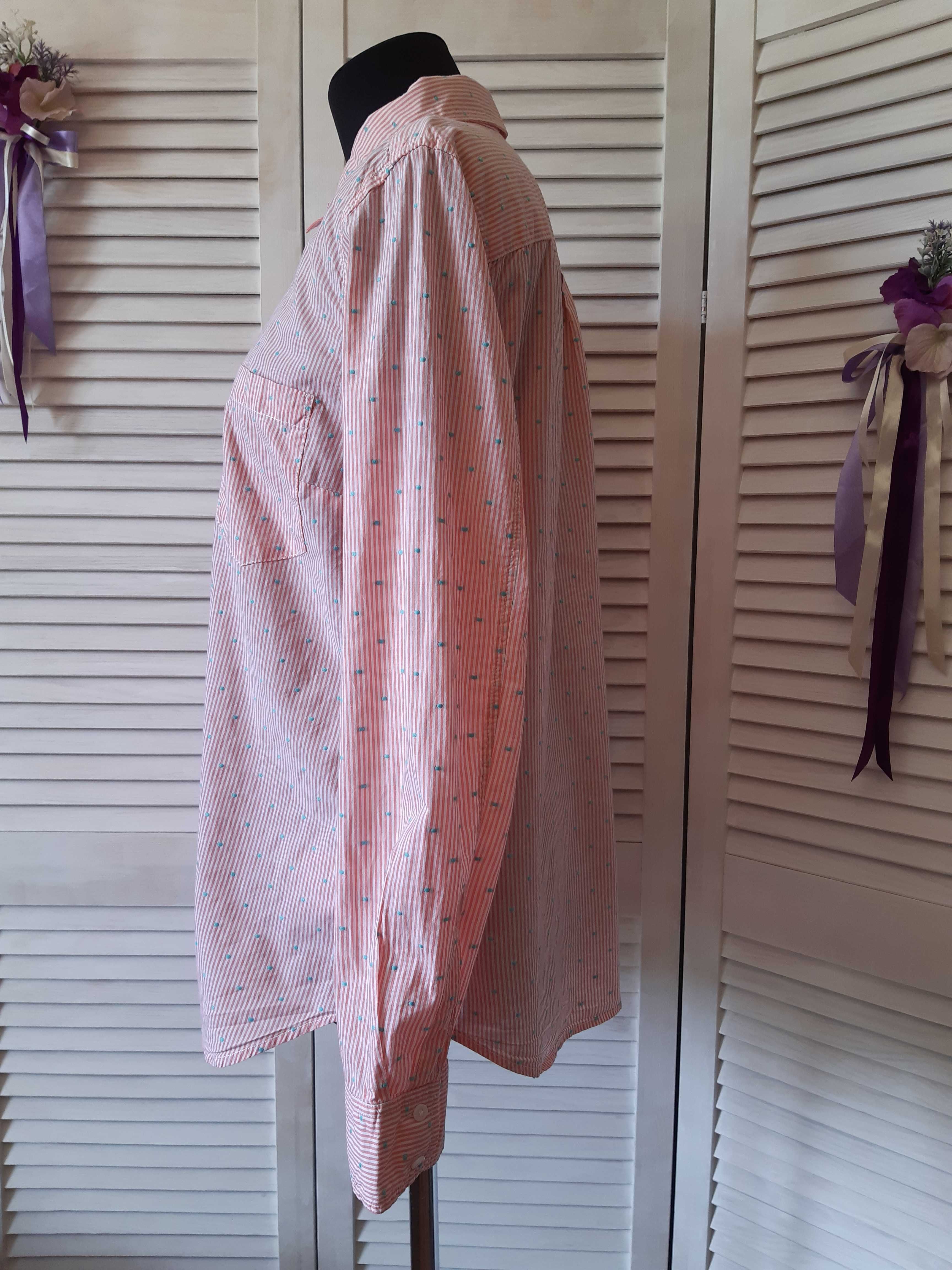 Базовая розовая рубашка в мелкую полоску с вышитыми кружочками gap