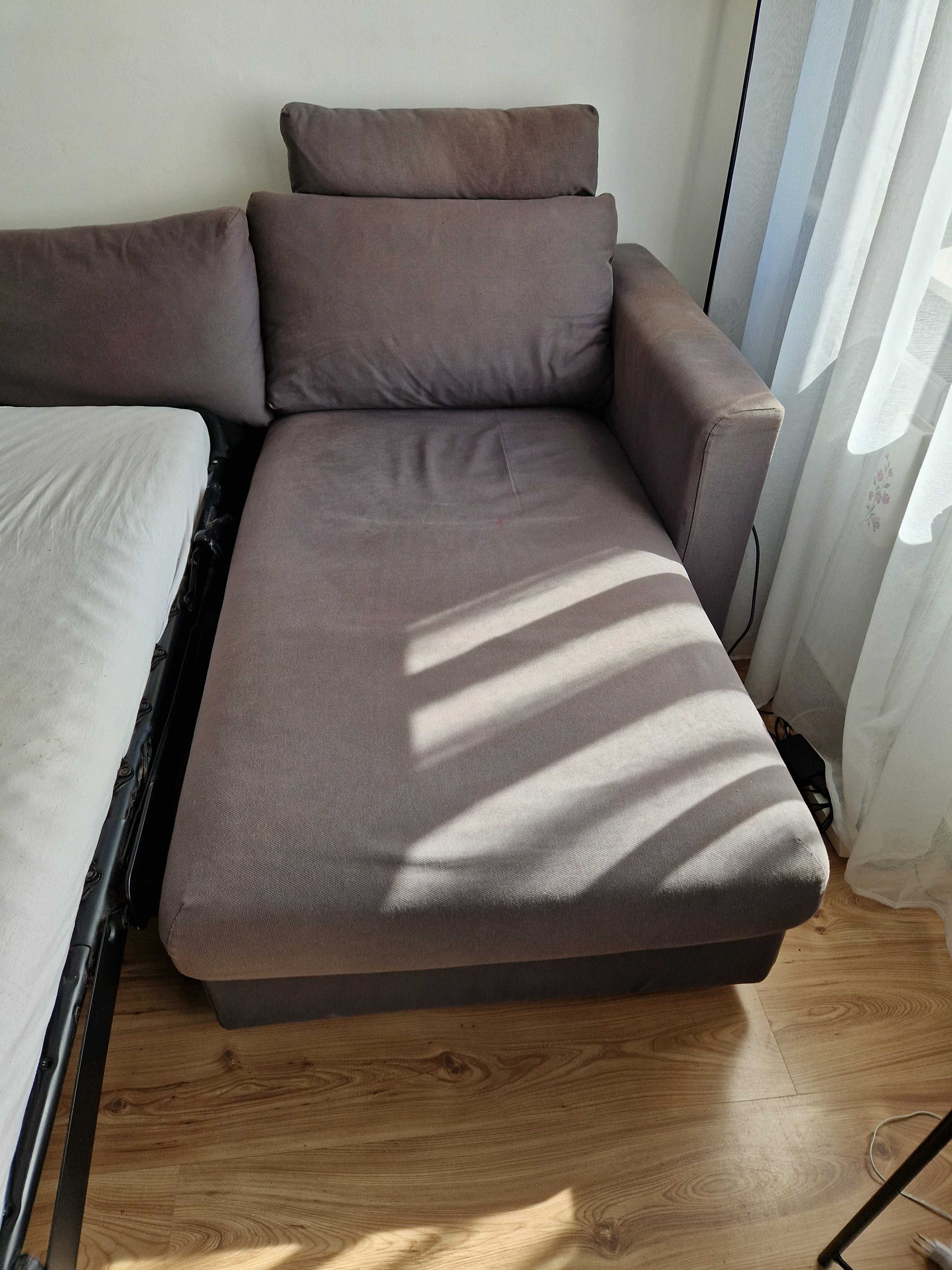 Narożnik Ikea Vimle 3 os z szezlongiem i funkcją spania