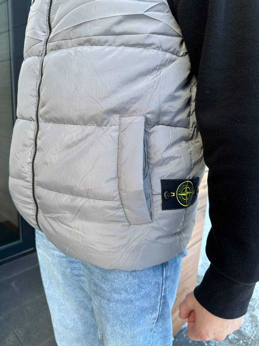 Безрукавка Бомбер сірий STONE ISLAND | Стон Айленд кофта Жилетка