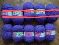 Włóczka fioletowa 50% wełna 50% anilana boucle bukle bukla 500g