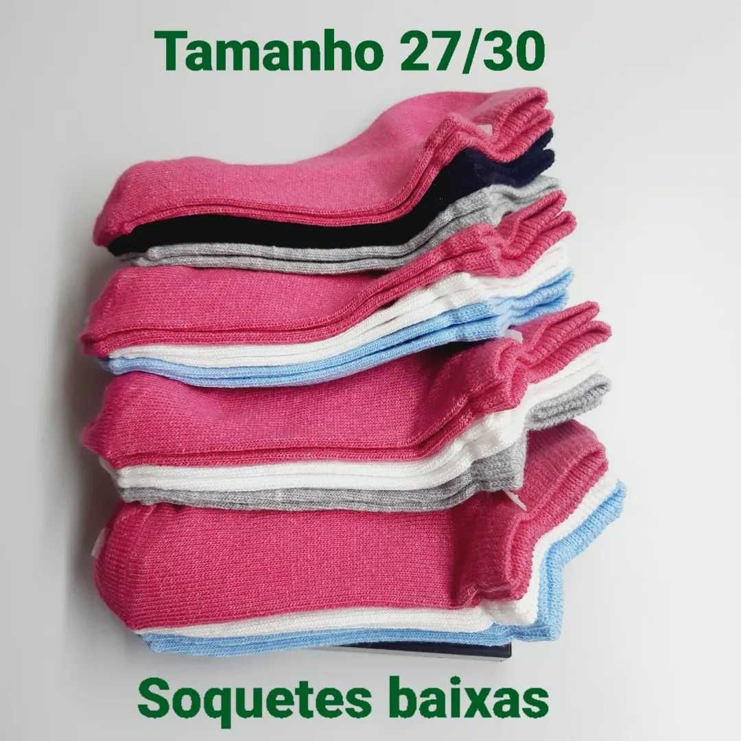 12 pares de soquetes tamanho 27/30 em algodão do bom