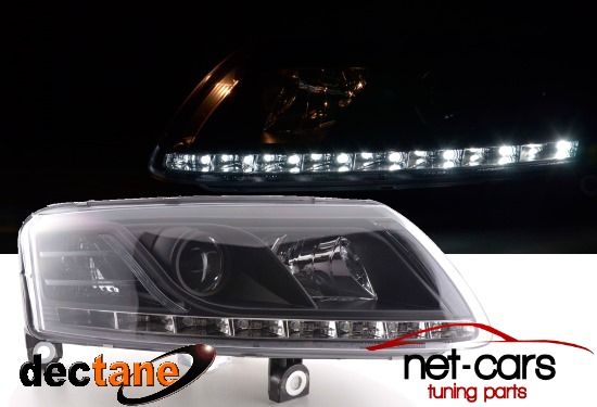 Reflektory Lampy przednie AUDI A6 C6 4F 04- DAYLINE RL czarne