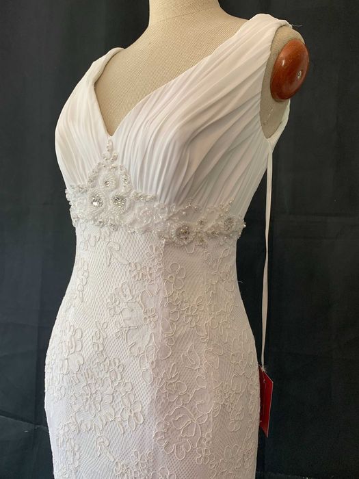 Nowa Wyjątkowa Suknia Ślubna 38 M Rybka Koronka Zdobienia glam tania