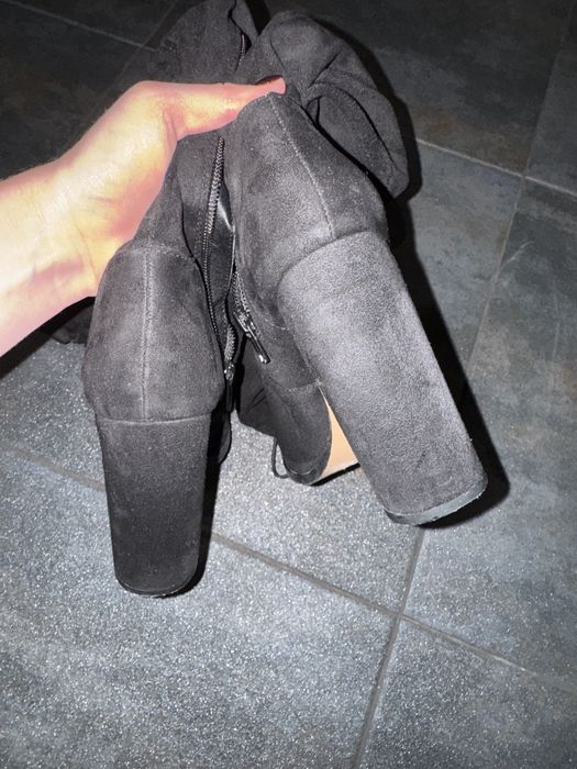 Замшеві чорні ботфорди/сапоги/чоботи ASOS