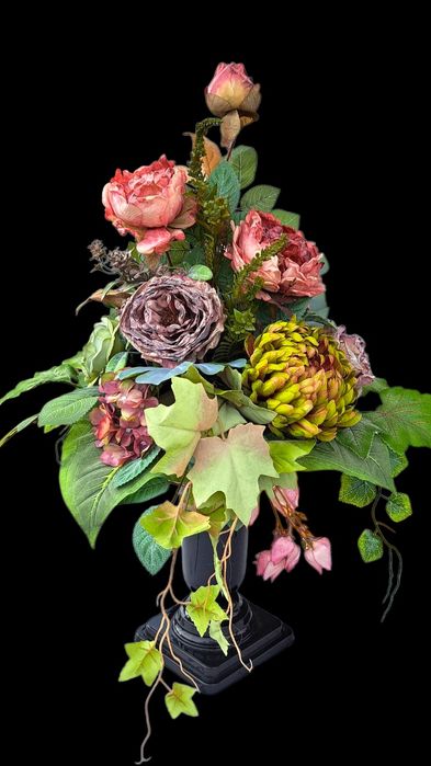 Jesienny komplet stroik wiązanka na grób cmentarz pomnik chryzantemy