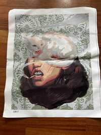 Obraz na płótnie, Kobieta z kotem 50x60