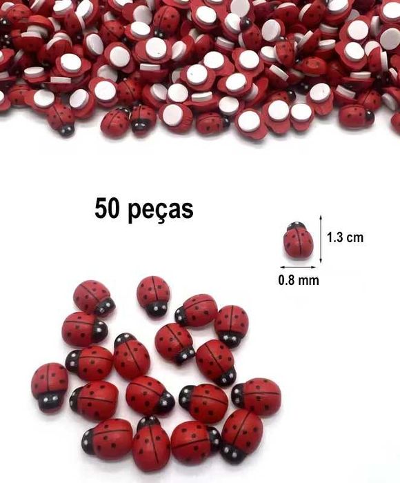 Mini joaninhas em madeira auto-adesivas