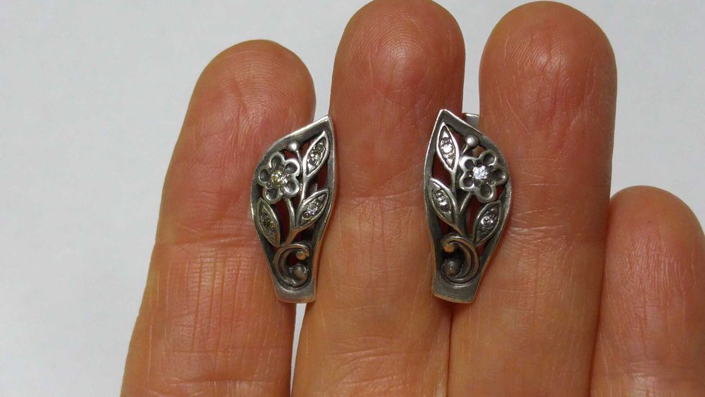 Браслет мельхиор Брошь овал Сережки советская бижутерия СССР