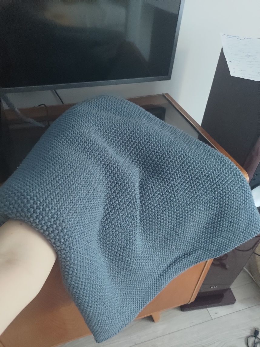 Koc humlemott pled Ikea niebieskoszary