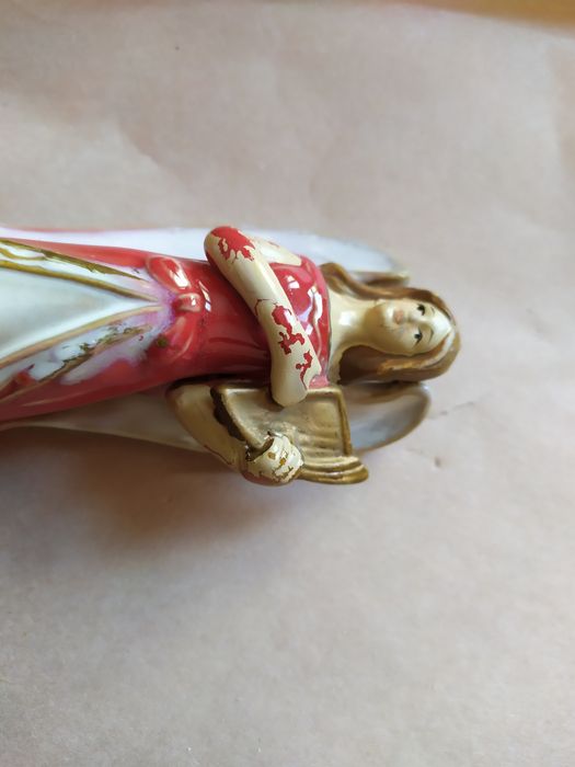 Anioł ceramiczny porcelanowy ręcznie malowany 14cm