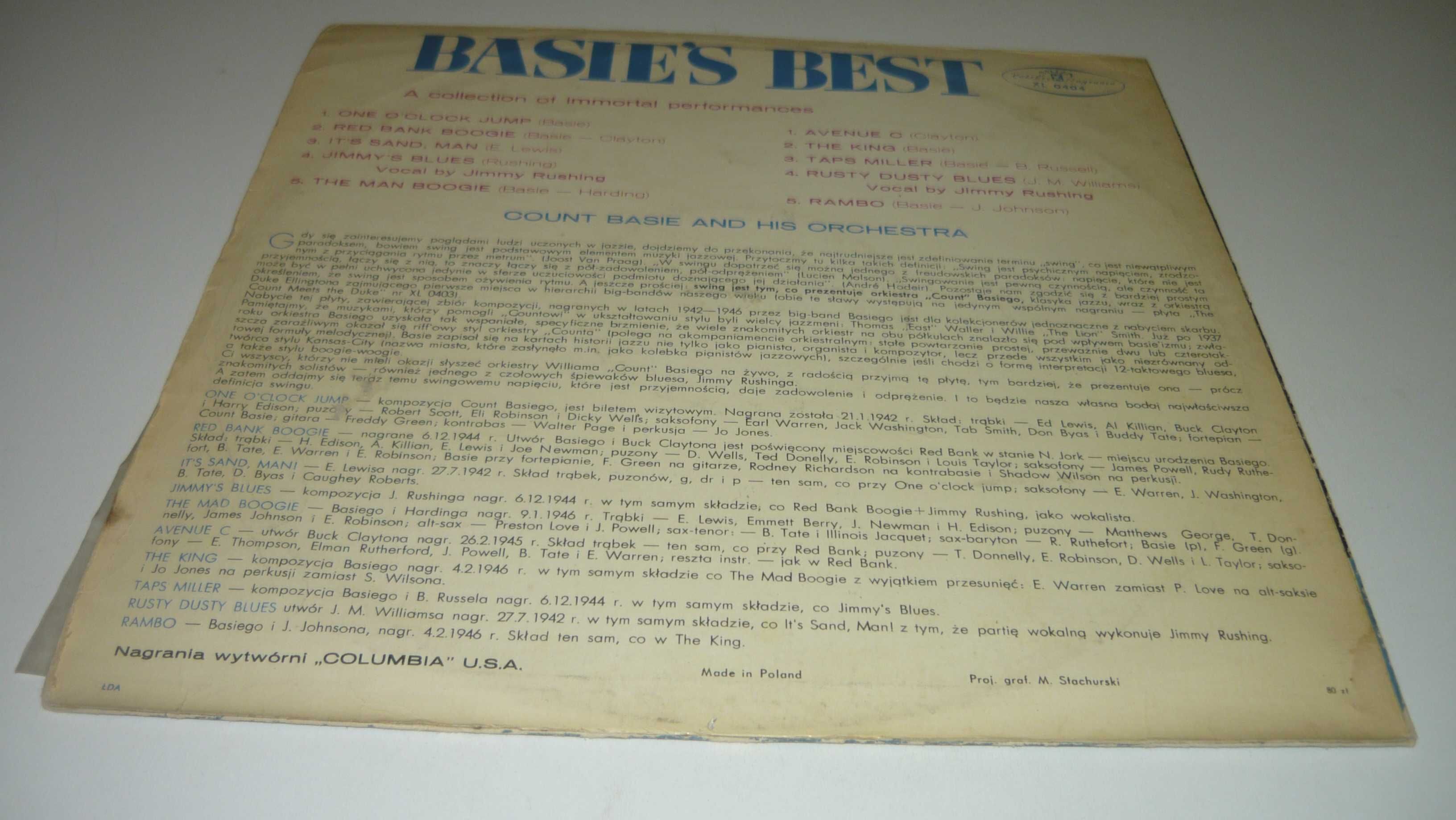 Basie"s Best ! Count Basie and his Orchestra  XL-0404 LP