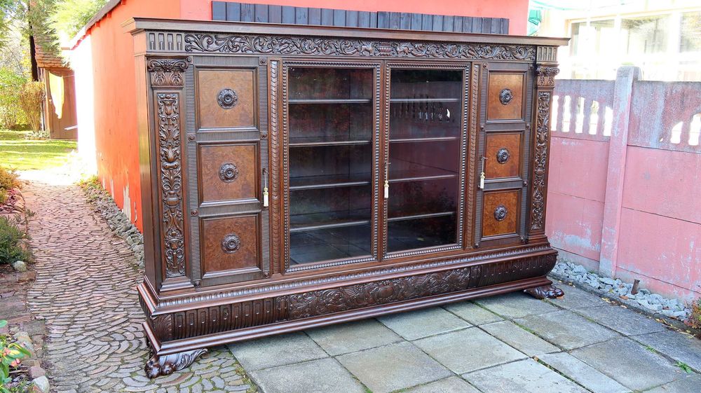 Unikatowy Neorenesansowy Gabinet Biblioteka i Biurko Lwie Łapy Renowac