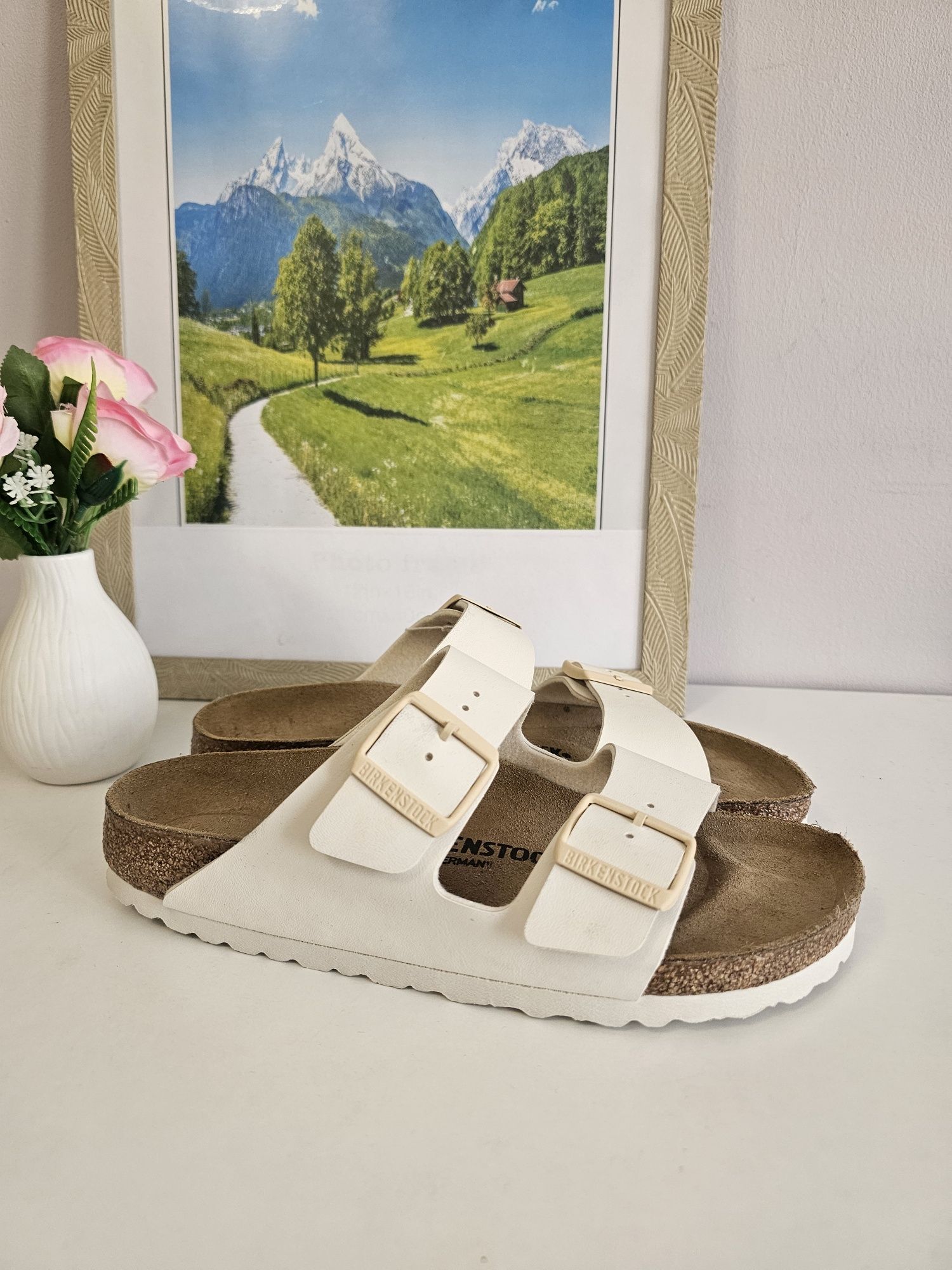 Birkenstock Arizona Eggshell 38 narrow fit  beżowe
