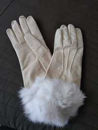 Skórzane rękawiczki damskie Benetton