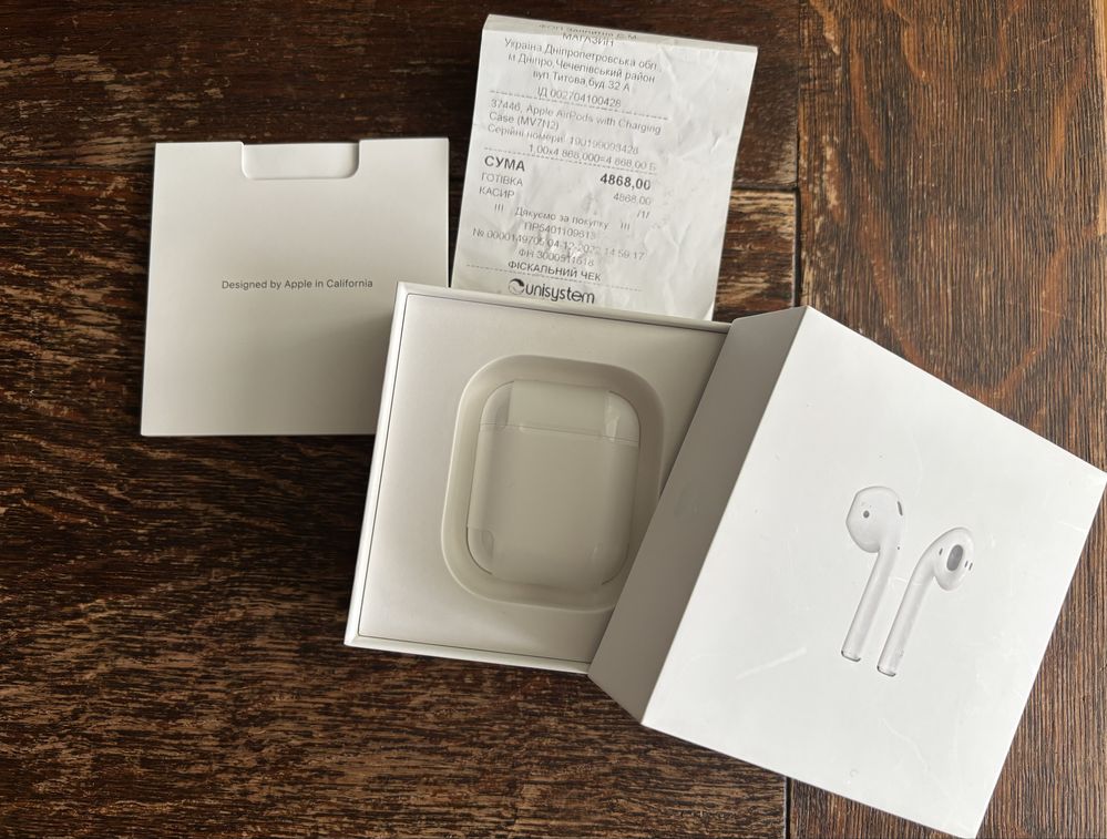 AirPods 2 Ідеальний стан, з чеками оригінал