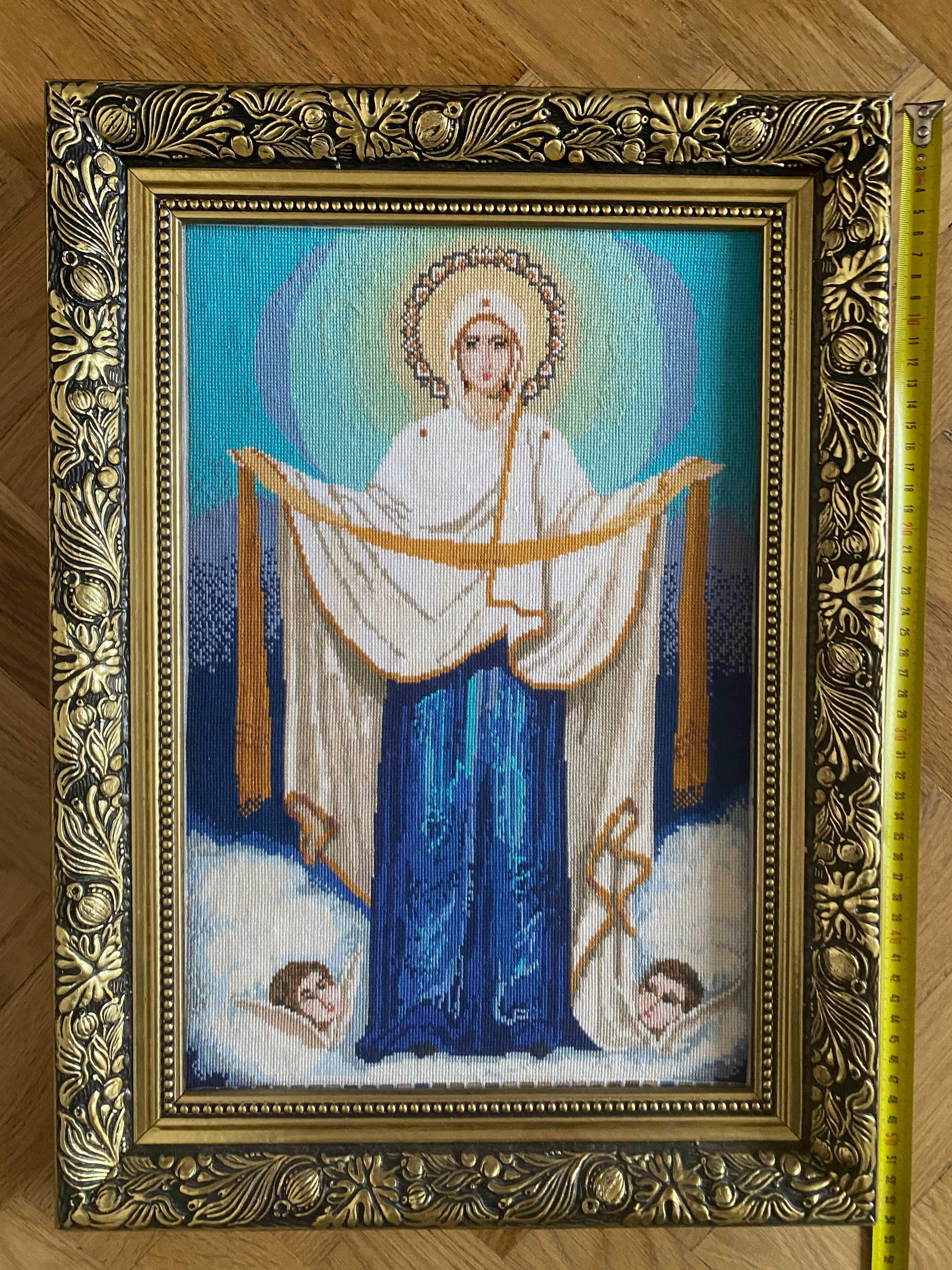 Вышитая освященная икона Богородицы Призри на смирение, икона Покров
