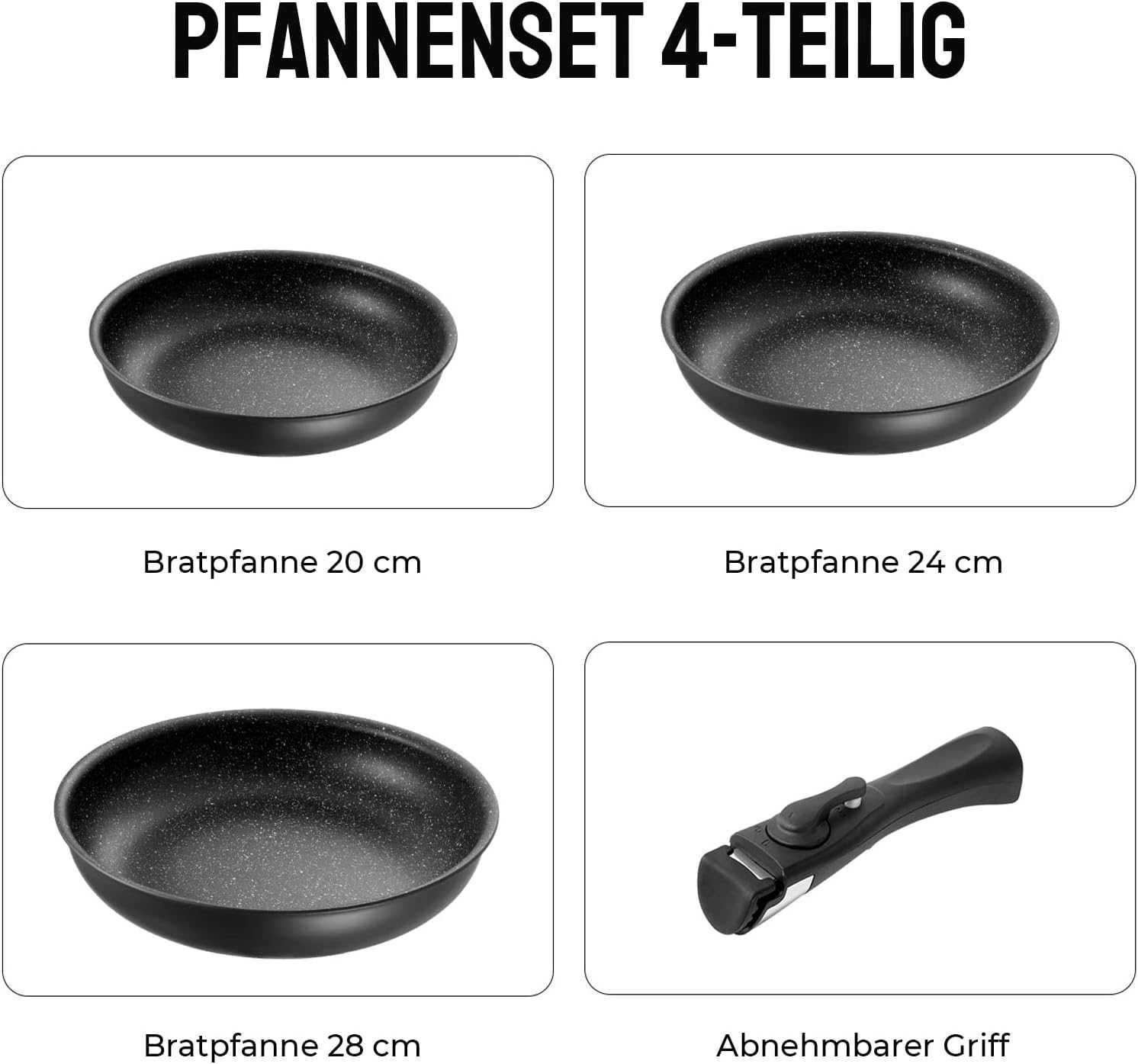 Fadware Zestaw patelni 20 + 24 + 28 cm ze zdejmowanym uchwytem