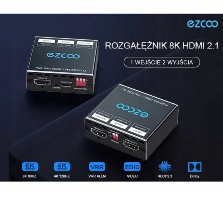 Konwerter HDMI 2.1 rozdzielacz Konwerter DAC EZCOO 4k120Hz