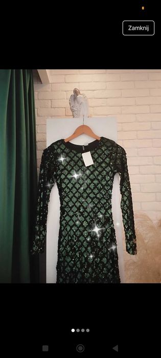 Sukienka Nowa H&M sukienka mała  czarna cekiny butelkowa XS/s